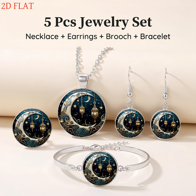 5pc Moon & Star Lantern-Themed Jewelry Set for Lunar New Year